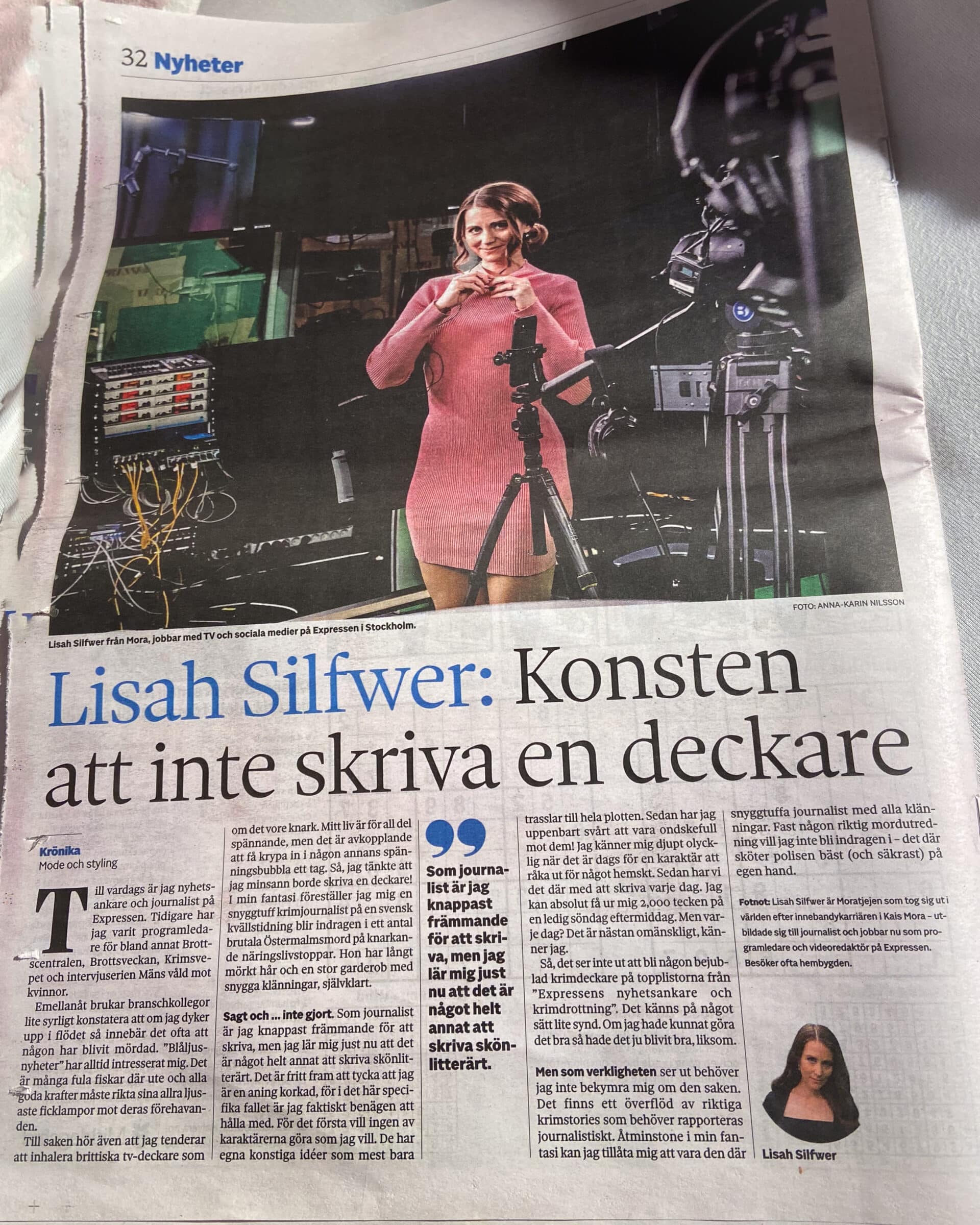 Krönika - Mora Tidning - Konsten att inte skriva en deckare - Lisah Silfwer